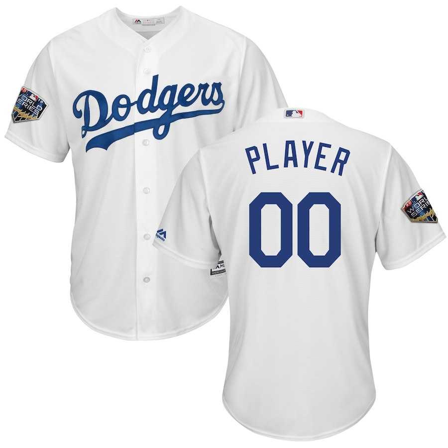 Dodgers White Men's 2018 World Series Cool Base Customized Jersey,We sell and wholesale Dodgers White Men's 2018 World Series Cool Base Customized Jersey on line form chian!